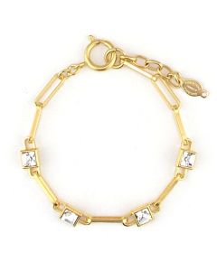 Catherine Popesco Gold Paper Clip and Crystal Bracelet