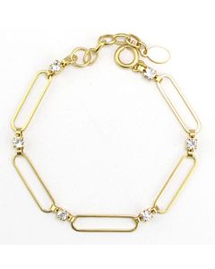 Catherine Popesco Gold Paper Clip Link and Crystal Bracelet