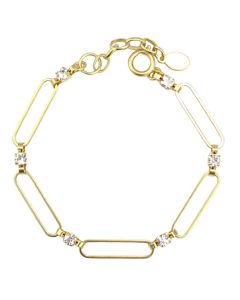 Catherine Popesco Gold Paper Clip Link and Crystal Bracelet