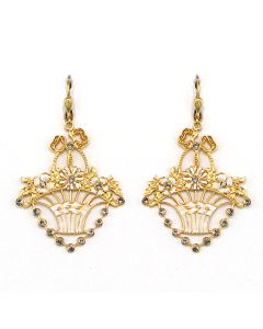 Catherine Popesco Enamel Flower Basket Crystal Earrings
