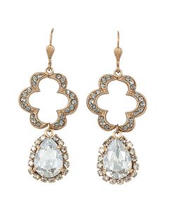 Catherine Popesco Open Scallop with Teardrop Crystal Earrings