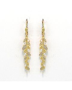 Catherine Popesco Gold Willow Leaf Crystal Earrings