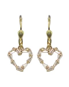 Catherine Popesco Small Crystal Baguette Open Heart Earrings