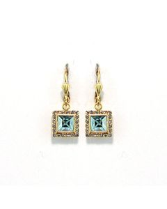 Catherine Popesco Petite Square Aqua Crystal Earrings