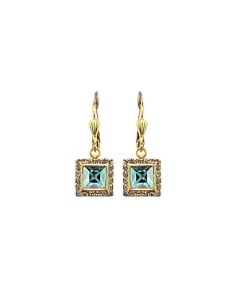 Catherine Popesco Petite Square Aqua Crystal Earrings