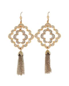 Catherine Popesco Large Open Crystal Tassel Earrings - Gold or Silver