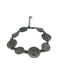 Sweet Lola One Strand Round Gun Metal Black Diamond Crystal Bracelet