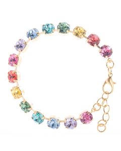 YPMCO 8mm Swarovski Crystal Tennis Bracelet - Rainbow Pastel Combo