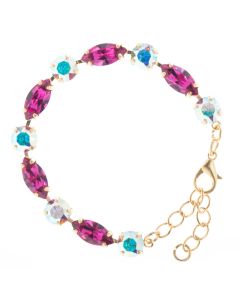 YPMCO Marquise Fuchsia & AB Swarovski Crystal Tennis Bracelet