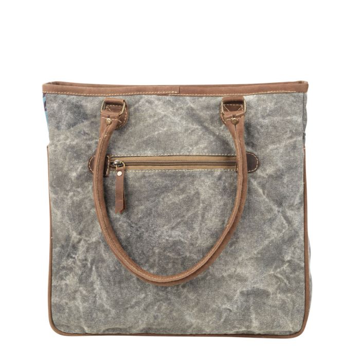 Blue Brown Fish Shoulder Tote Bag/Purse by Clea Ray Leather Canvas