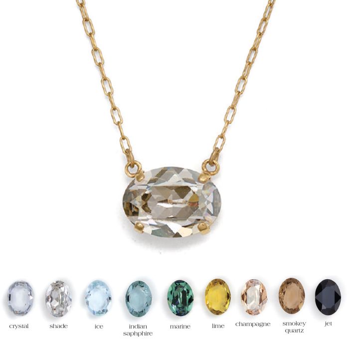 Oval stone pendant necklace new arrivals