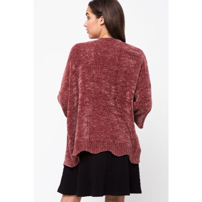 Cozy Chenille Open Cardigan Sweater by Very J Black or Rust