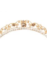 Barbosa Jewelry 24K Gold Plated Mermaid Crown Crystal Rose Pearl Tiara