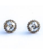 Catherine Popesco Large Stone Earrings with Small Crystals - Shade and Gold Post