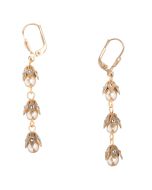 Catherine Popesco Earrings - Three Tier Capped Beads - Pearl or Pacific Opal