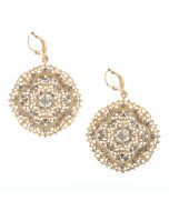 Catherine Popesco French Enamel Crystal Filigree Lotus Earrings