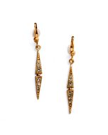 Catherine Popesco Thin Spear Black Diamond & Gold Earrings