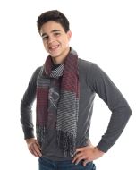Men's 100% Cashmere Scarf by Rapti Fashion - Black & Red Houndstooth