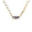 Catherine Popesco Clear Crystal Baguette Rectangle Pendant Gold Necklace LV-1230G