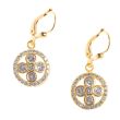 Catherine Popesco Crystal Flower in Circle Gold Earrings LV-9530G