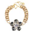 Catherine Popesco Large Stone Crystal Flower Bracelet - Black Diamond LV-1632BG-BD