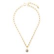 Catherine Popesco Round Chain Gold Crystal Pendant Necklace LV-1272G-SH