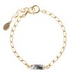 Catherine Popesco Small Rectangle Baguette Clear Crystal Gold Bracelet LV-1816G