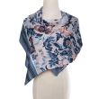 Large JC Sunny Cashmere Blend Scarf/Wrap - Floral Blue Striped Border