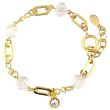Catherine Popesco Gold Oval Link and Pearl Bracelet