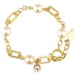 Catherine Popesco Gold Oval Link and Pearl Bracelet