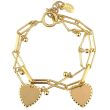 Catherine Popesco Gold Heart Charms on Paper Clip Chain Bracelet
