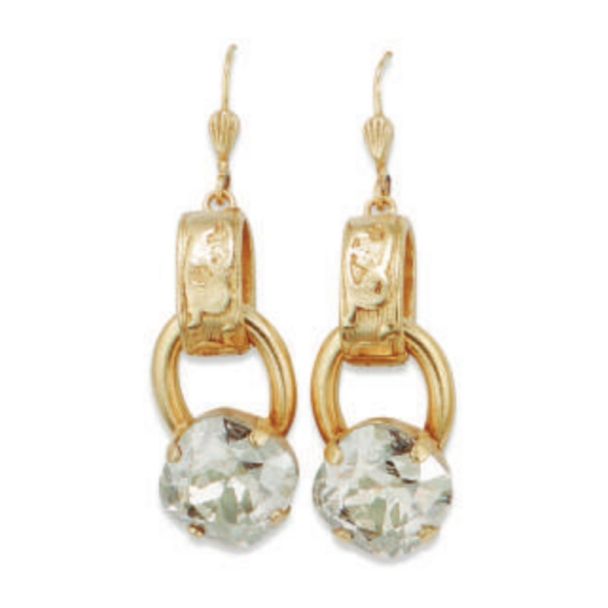 Catherine Popesco Large Stone Gold Link Crystal Earrings - Shade