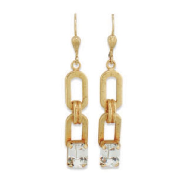 Catherine Popesco Emerald Cut Crystal Gold Link Earrings - Assorted Colors