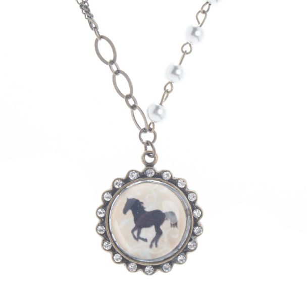 Angelz Design Rodeo Queen Jewelry Crystal Horse Silhouette Necklace