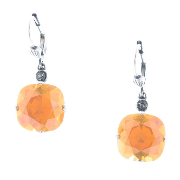 Catherine Popesco 12mm Large Stone Crystal Earrings - Golden Blush