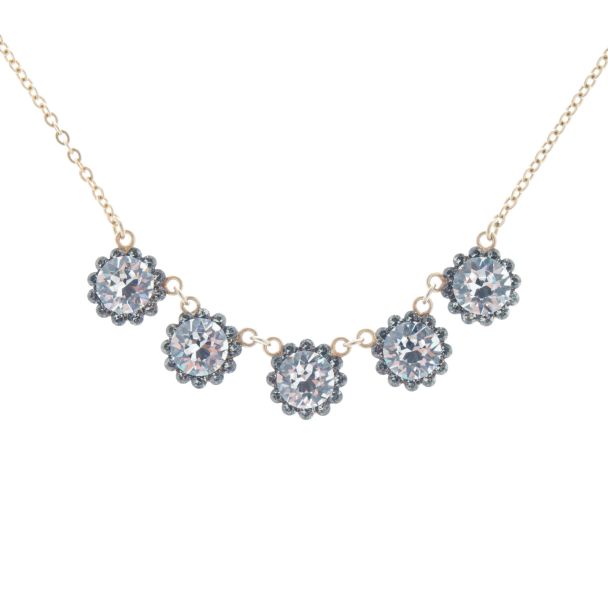 Catherine Popesco 5 Stone Crystal Flower Necklace - Assorted Colors