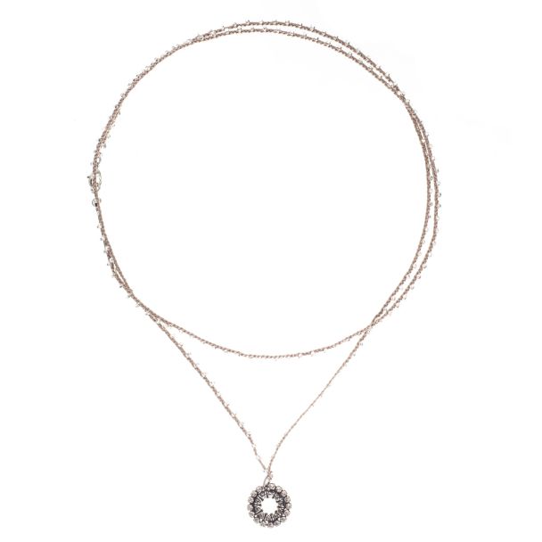 Catherine Popesco Beaded Cord Necklace with Crystal Circle