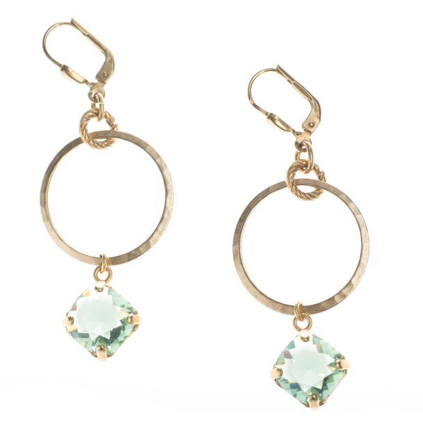Catherine Popesco Marine Crystal Drop From Small Hoop Earrings