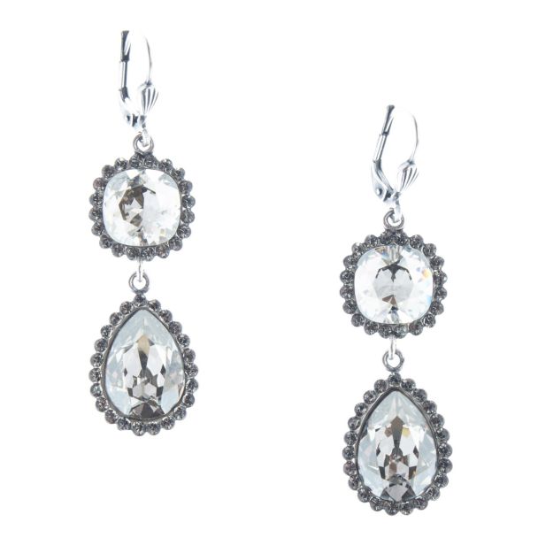 Catherine Popesco Double Stone Teardrop Crystal Earrings - Assort Colors