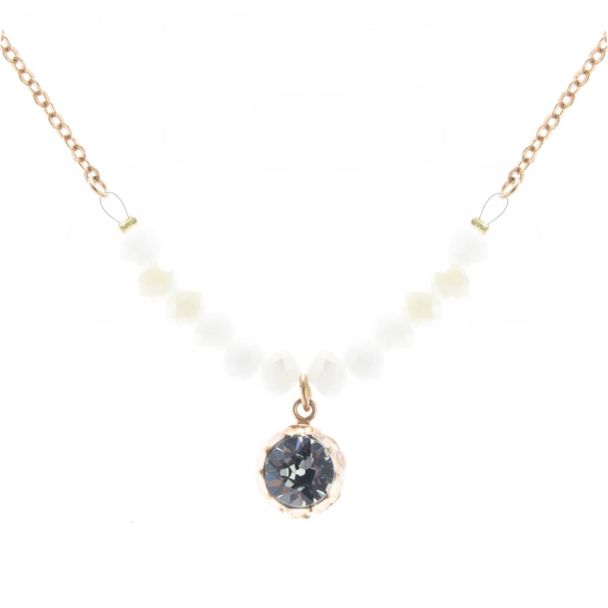 Catherine Popesco Fleur de Couleur Crystal Necklace - Opal & Black Diamond