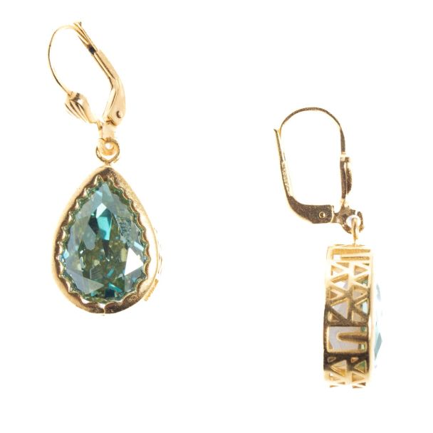 Catherine Popesco Fountain Crystal Teardrop Gold Earrings - Assorted Colors LV-9551G