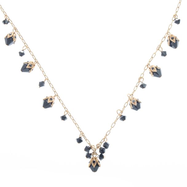 Catherine Popesco Jet Black and Gold Beaded Crystal Necklace