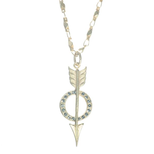 Catherine Popesco Gold Black Diamond Arrow Pendant Necklace