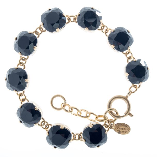 Catherine Popesco Large Stone Crystal Bracelet - Jet Black & Gold