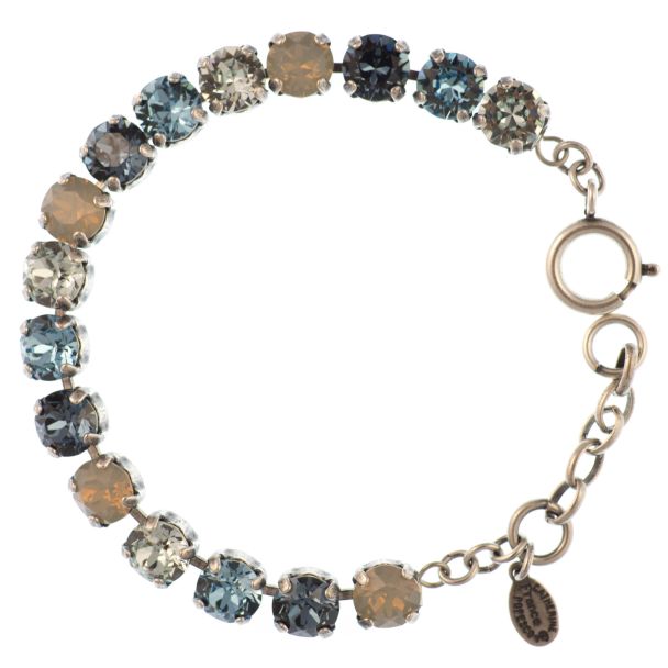 Catherine Popesco Multi Color Crystal Bracelet - Midnight and Aqua in Silver
