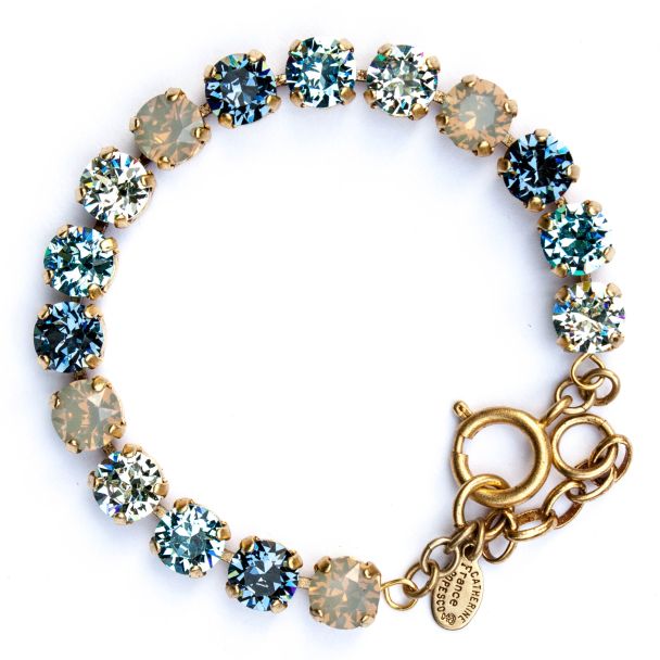 Catherine Popesco Multi Color Crystal Bracelet - Midnight Blue and Aqua in Gold