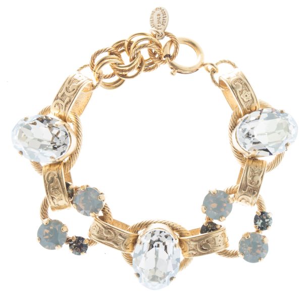 Catherine Popesco Oval Stone Ornate Bracelet with Crystals - Shade Opal