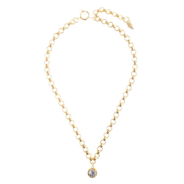 Catherine Popesco Round Chain Gold Crystal Pendant Necklace LV-1272G-SH
