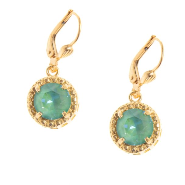 Catherine Popesco Silky Sage Crystal in Circle Gold Earrings - Assorted Colors LV-9553G