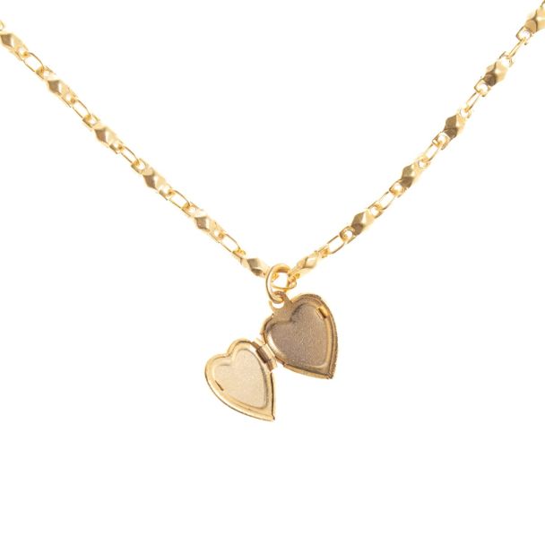 Catherine Popesco Small Heart Locket Pendant Gold Necklace LV-1982G